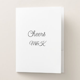 Simple minimal add name cheers couple name custom pocket folder