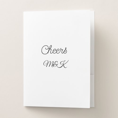 Simple minimal add name cheers couple name custom  pocket folder
