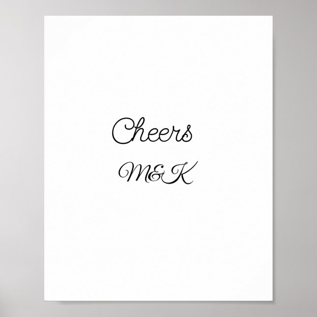 Simple minimal add name cheers couple name custom  poster (Front)