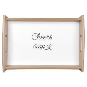 Simple minimal add name cheers couple name custom serving tray