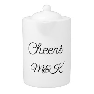 Simple minimal add name cheers couple name custom teapot