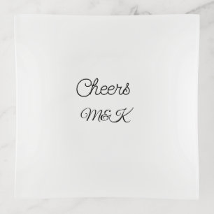Simple minimal add name cheers couple name custom trinket tray