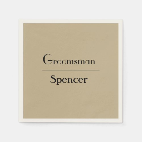 simple minimal add name groomsman gift  napkins