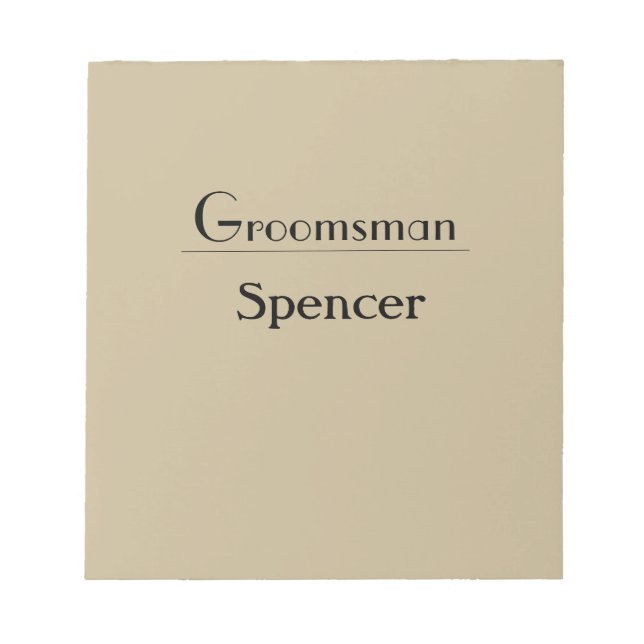 simple minimal add name groomsman gift  notepad (Front)