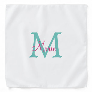 simple minimal add name monogram green pink blue t bandana