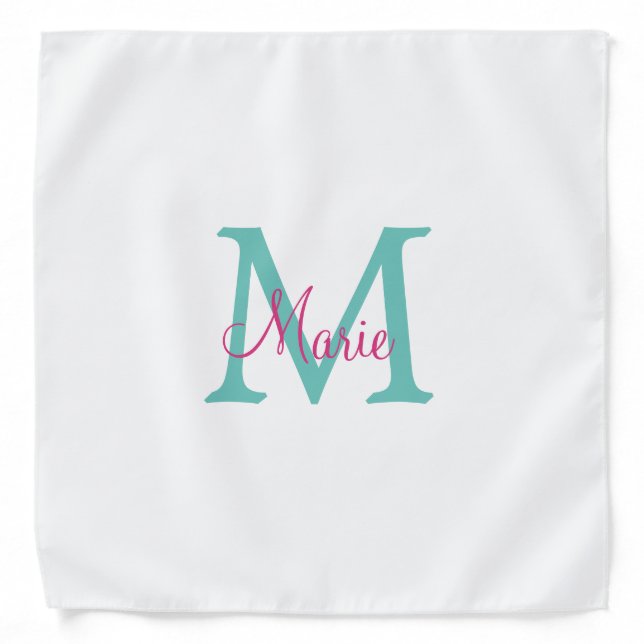simple minimal add name monogram green pink blue t bandana (Front)