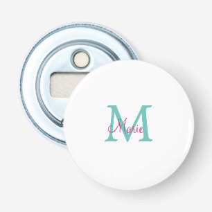 simple minimal add name monogram green pink blue t bottle opener