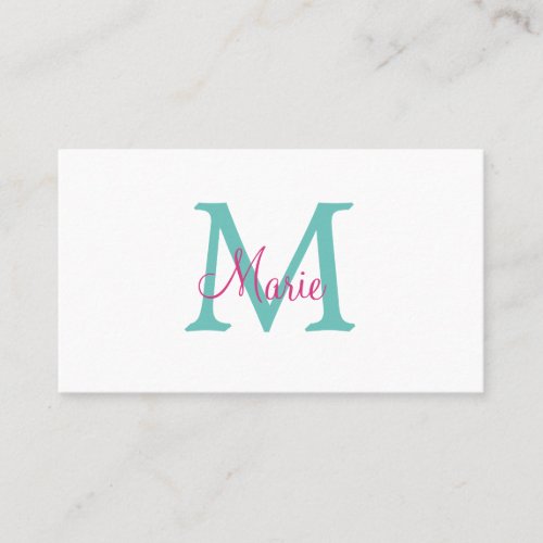 simple minimal add name monogram green pink blue t business card