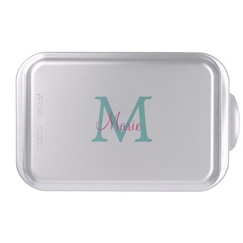 simple minimal add name monogram green pink blue t cake pan