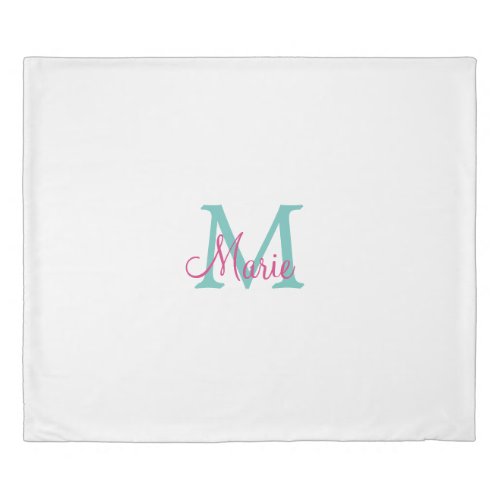 simple minimal add name monogram green pink blue t duvet cover