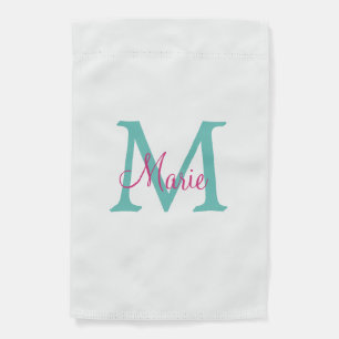 simple minimal add name monogram green pink blue t garden flag
