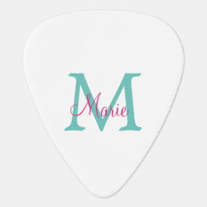 simple minimal add name monogram green pink blue t guitar pick