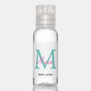 simple minimal add name monogram green pink blue t hand sanitizer