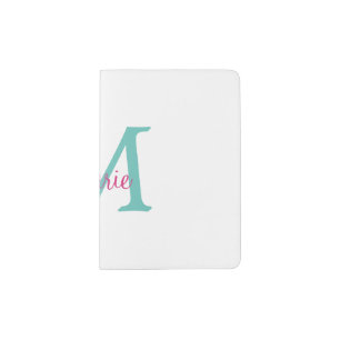 simple minimal add name monogram green pink blue t passport holder