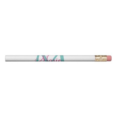 simple minimal add name monogram green pink blue t pencil