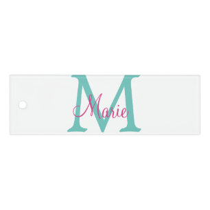 simple minimal add name monogram green pink blue t ruler