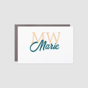 simple minimal add name monogram orange blue bold car magnet