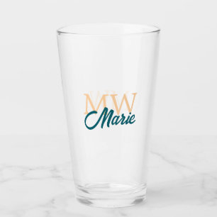 simple minimal add name monogram orange blue bold glass