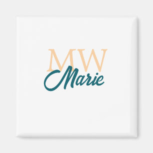 simple minimal add name monogram orange blue bold magnet