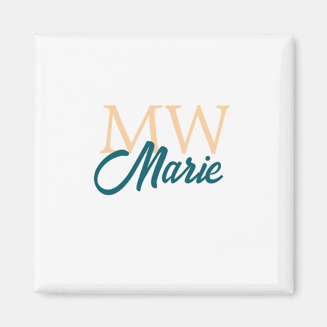 simple minimal add name monogram orange blue bold magnet (Front)