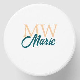 simple minimal add name monogram orange blue bold mini candle favors