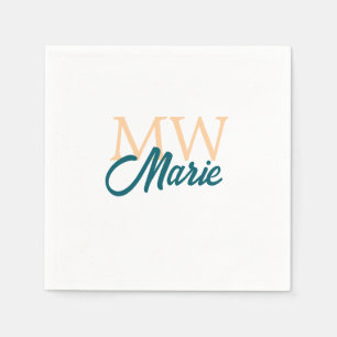 simple minimal add name monogram orange blue bold napkins