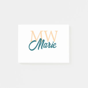 simple minimal add name monogram orange blue bold post-it notes