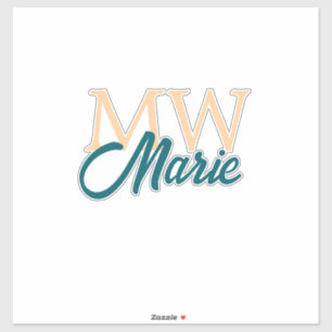 simple minimal add name monogram orange blue bold sticker