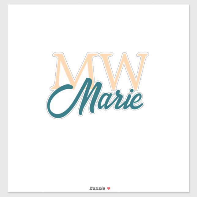 simple minimal add name monogram orange blue bold sticker (Sheet)