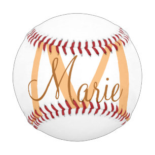 simple minimal add name monogram orange brown  thr baseball