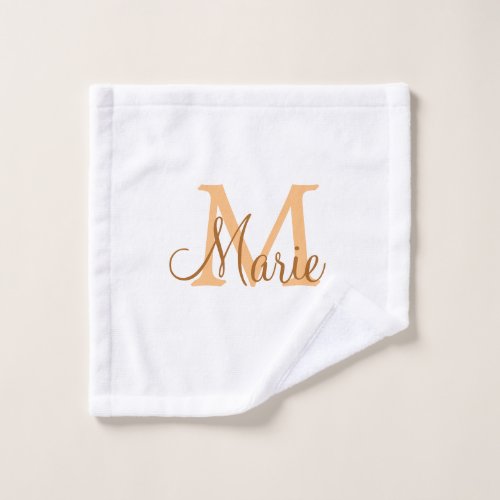 simple minimal add name monogram orange brown  thr bath towel set