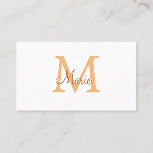 simple minimal add name monogram orange brown  thr business card