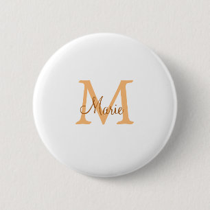simple minimal add name monogram orange brown  thr button