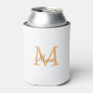 simple minimal add name monogram orange brown thr can cooler