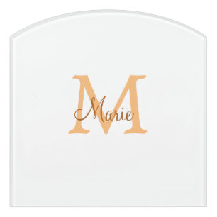 simple minimal add name monogram orange brown  thr door sign