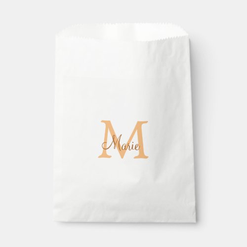 simple minimal add name monogram orange brown  thr favor bag