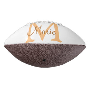 simple minimal add name monogram orange brown  thr football