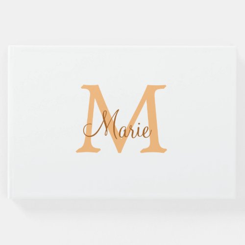 simple minimal add name monogram orange brown  thr guest book