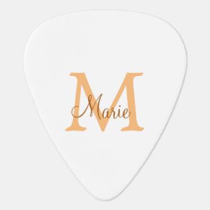 simple minimal add name monogram orange brown  thr guitar pick