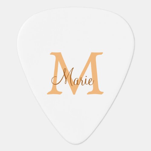 simple minimal add name monogram orange brown  thr guitar pick