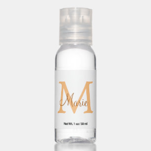 simple minimal add name monogram orange brown thr hand sanitizer