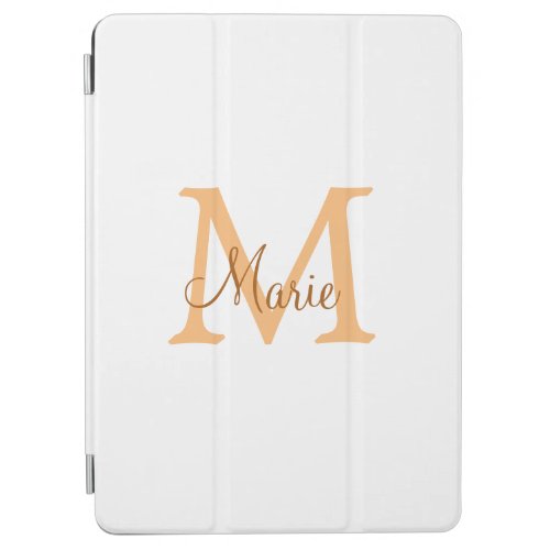 simple minimal add name monogram orange brown  thr iPad air cover
