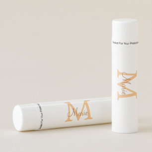 simple minimal add name monogram orange brown thr lip balm