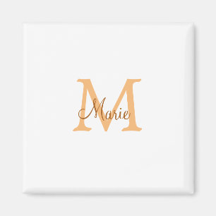simple minimal add name monogram orange brown  thr magnet
