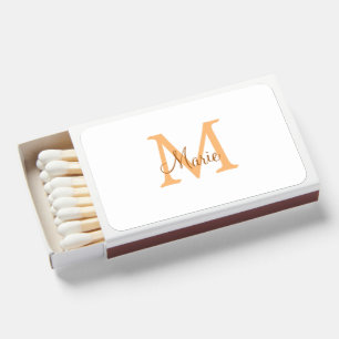 simple minimal add name monogram orange brown  thr matchboxes