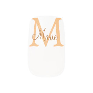 simple minimal add name monogram orange brown thr minx nail art