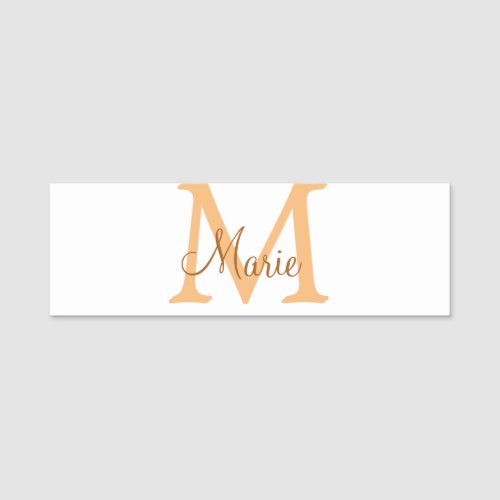 simple minimal add name monogram orange brown  thr name tag