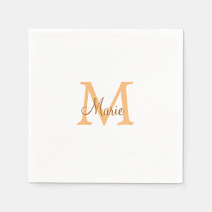 simple minimal add name monogram orange brown thr napkins