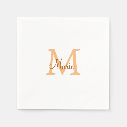 simple minimal add name monogram orange brown  thr napkins