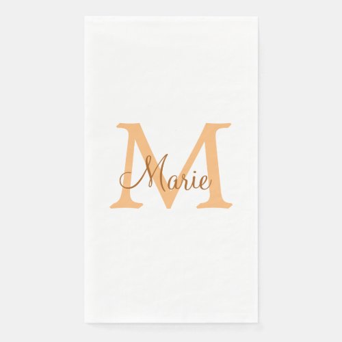 simple minimal add name monogram orange brown  thr paper guest towels